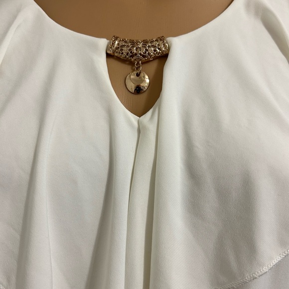 Susan Lawrence Off-White Long Sleeve Blouse with Embellished Neckline - Picture 4 of 4